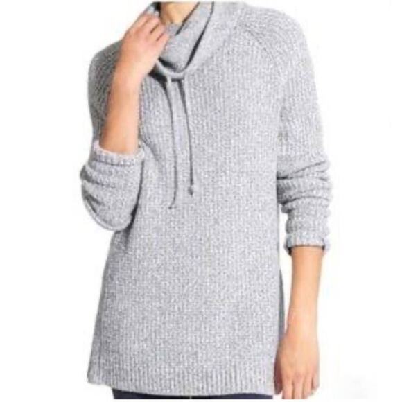 Athleta Borealis Cowl Neck Sweater Gray Long Sleeve Knit Wool  Boucle Size Small - Picture 1 of 12